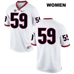 Women's Georgia Bulldogs NCAA #59 Matthew Herzwurm Nike Stitched White Authentic No Name College Football Jersey RUI3454QI